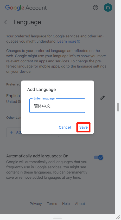 选择‘中文简体’后并保存选择