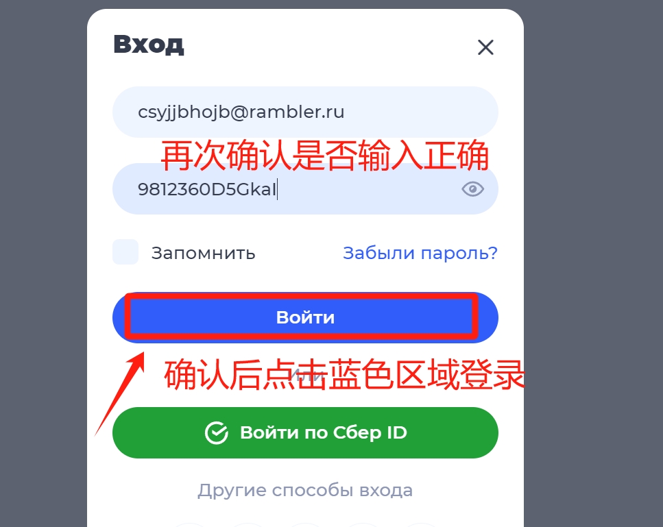 确认账号信息是否输入正确